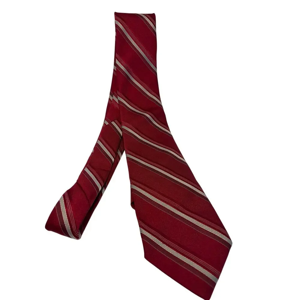 Sears Men's Store Red and Gray Striped Necktie